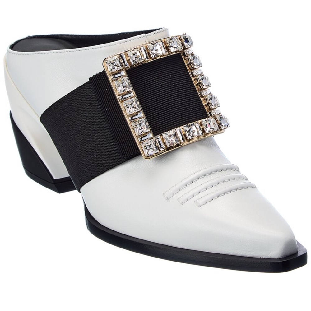 Roger Vivier Black and White Sculptural Heel Mules